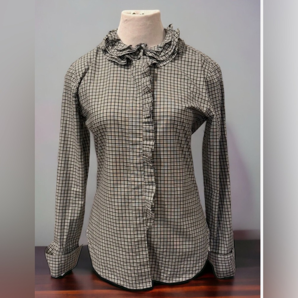 Isabel Marant S/M 38 checked ruffled cotton shirt